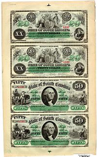 Columbia, SC Revenue Bond Scrip Sheet, 1872 $20-20-50-50, SN=4530, Ch.CU